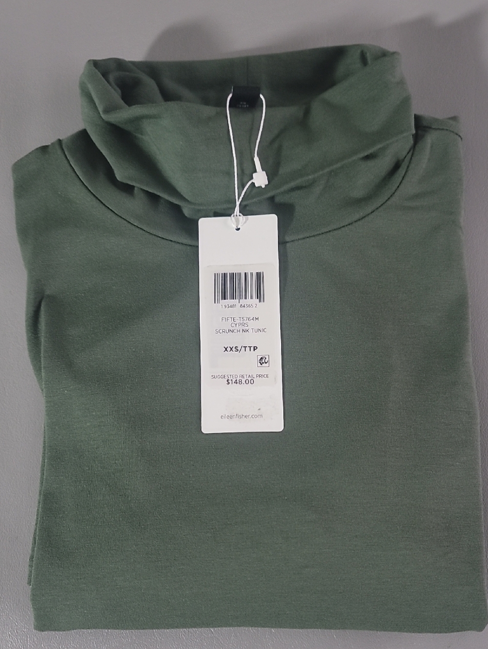 Eileen Fisher Cypress Scrunch Neck Tunic Top Size XXS NWT - Picture 12 of 14
